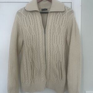 Gap Beige Cable Knit Zip-Up Cardigan/Sweater